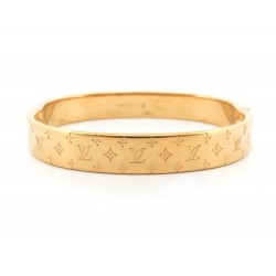 BRACELET LOUIS VUITTON JONC M00251 MANCHETTE NANOGRAM 16 CM EN METAL DORE 490€