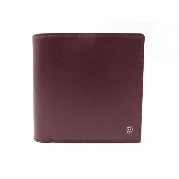 NEUF PORTEFEUILLE CARTIER EN CUIR BORDEAUX PORTE MONNAIE CARTES NEW WALLET 495€