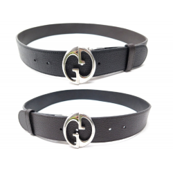 CEINTURE REVERSIBLE GUCCI 449715 EN CUIR NOIR ET MARRON 85 CM LEATHER BELT 520€