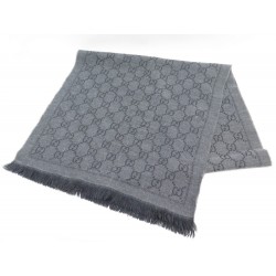 ECHARPE GUCCI MONOGRAMME GG EN LAINE GRIS ETOLE MONOGRAM WOOL SCARF 410€