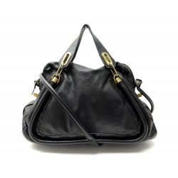 SAC A MAIN CHLOE PARATY GM 45CM EN CUIR GRAINE NOIR BLACK LEATHER HANDBAG 1600€