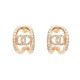 NEUF BOUCLES D'OREILLES CHANEL LOGO CC ET STRASS METAL DORE NEW EARRINGS 550€