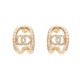 NEUF BOUCLES D'OREILLES CHANEL LOGO CC ET STRASS METAL DORE NEW EARRINGS 550€