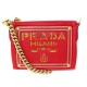 NEUF SAC A MAIN POCHETTE PRADA EN NYLON ROUGE BANDOULIERE RED LEATHER BAG 380€