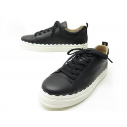 CHAUSSURES BASKETS CHLOE LAUREN CHC19S10842001 CUIR NOIR 41 LEATHER SHOES 450€