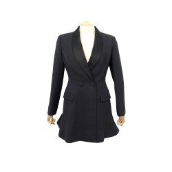 NEUF VESTE LONGUE CHRISTIAN DIOR BLAZER M 38 EN LAINE NOIR NEW JACKET VEST 3500€