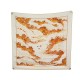 FOULARD HERMES TROIS FEUILLES CATHERINE BASCHET CARRE 90 SOIE ORANGE SCARF 410€