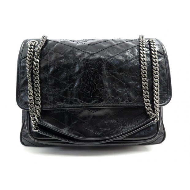 NEUF SAC A MAIN YVES SAINT LAURENT NIKI M BANDOULIERE CUIR NOIR HAND BAG 2200€