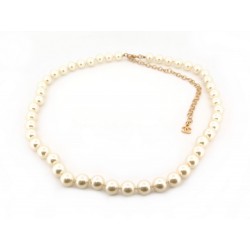 NEUF COLLIER CHANEL PERLES DE VERRE 10MM & METAL DORE 60CM NEW PEARLS NECKLACE