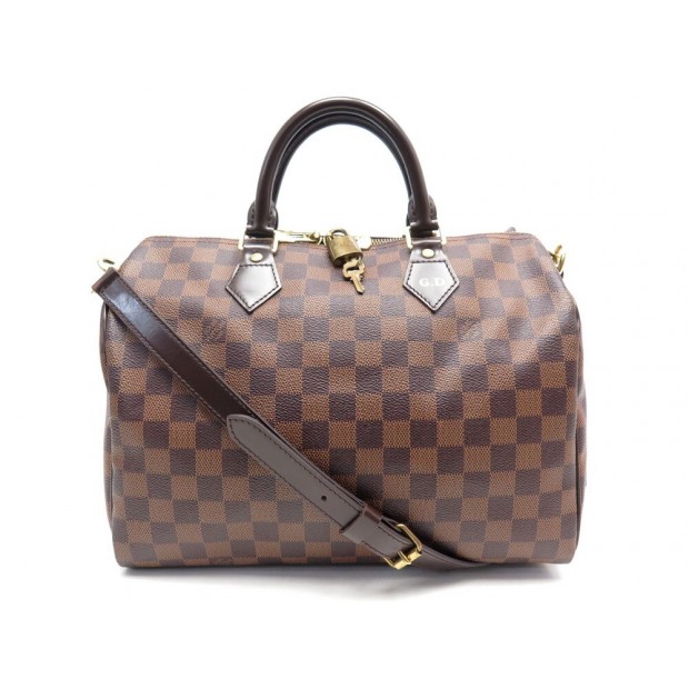 SAC A MAIN LOUIS VUITTON SPEEDY 30 TOILE DAMIER EBENE BANDOULIERE BAG 1400€