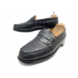 CHAUSSURES JM WESTON MOCASSINS 180 EN CUIR CROCODILE NOIR 7.5D 42 SHOES 3790€