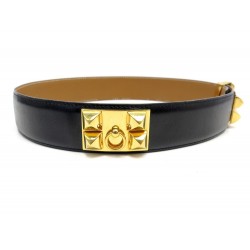 CEINTURE HERMES MEDOR COLLIER DE CHIEN T74 EN CUIR BOX NOIR LEATHER BELT 1380€