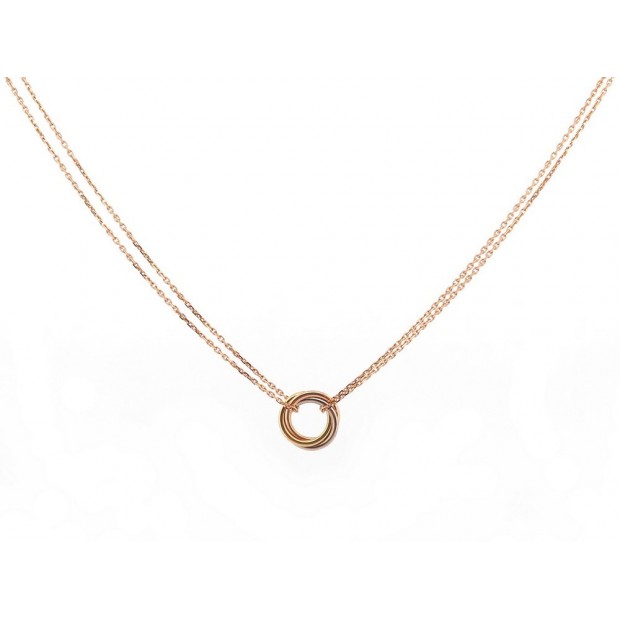 NEUF COLLIER CARTIER TRINITY 3 ORS CHAINE OR ROSE 18K + BOITE NEW NECKLACE 1390€