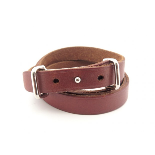 BRACELET HERMES FORCE 4 TOURS 16 17 CM EN CUIR MARRON LEATHER BANGLE 335€