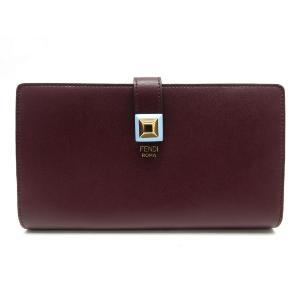 NEUF PORTEFEUILLE FENDI MAXI CONTINENTAL 8M0343 CUIR BORDEAUX NEW WALLET 670€