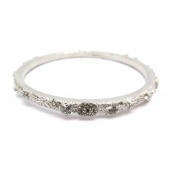 BRACELET CHANEL JONC LOGO CC ETOILES 17CM METAL ARGENTE STRASS STAR BANGLE 720€