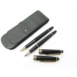 PARURE STYLO PLUME & ROLLERBALL MONTBLANC MEISTERSTUCK EN RESINE NOIRE PEN 1110€