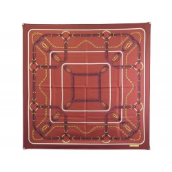 NEUF FOULARD MUST DE CARTIER CARRE 90 TRINITY EN SOIE BORDEAUX SILK SCARF 385€