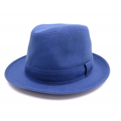 NEUF CHAPEAU HERMES EN LIN BLEU TAILE 59 