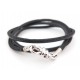 NEUF BRACELET DODO POMELLATO NODO DBB9100 EN ARGENT 925 & CUIR NOIR 14 CM SILVER