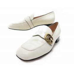 CHAUSSURES GUCCI MOCASSIN MARMONT 602496 39 IT 40 FR CUIR CREME BOITE SHOES 670€