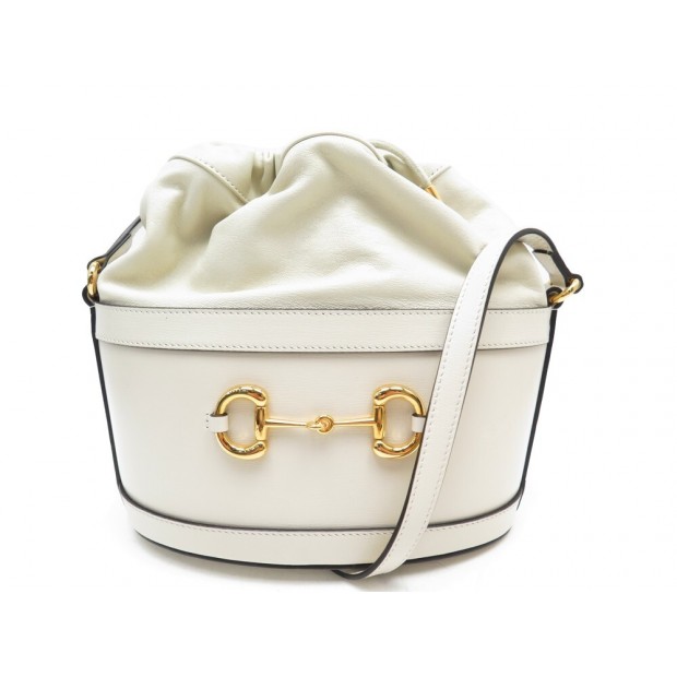 NEUF SAC A MAIN GUCCI HORSEBIT 1955 SEAU 602118 CUIR CREME LEATHER HANDBAG 1850€