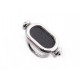 NEUF BAGUE HERMES TAILLE 50 EN ACIER PALLADIE ET CUIR LEZARD NOIR STEEL RING