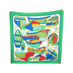 FOULARD HERMES THALASSA PAR PIERRE PERON CARRE 90 EN SOIEVERTE SILK SCARF 410€