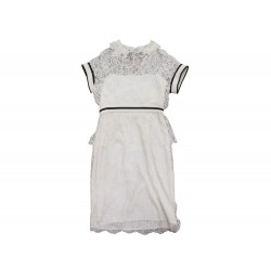 ROBE CHANEL EN DENTELLE MOTIFS FLEURS TAILLE M 42 COTON CREME LACE DRESS 3990€