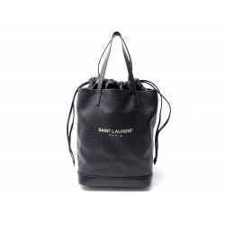 NEUF SAC A MAIN YVES SAINT LAURENT TEDDY SHOPPING RAPHIA & CUIR NOIR BAG 1450€