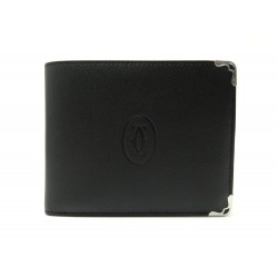 NEUF PORTEFEUILLE MUST DE CARTIER L3001548 PORTE CARTES EN CUIR NOIR WALLET 470€