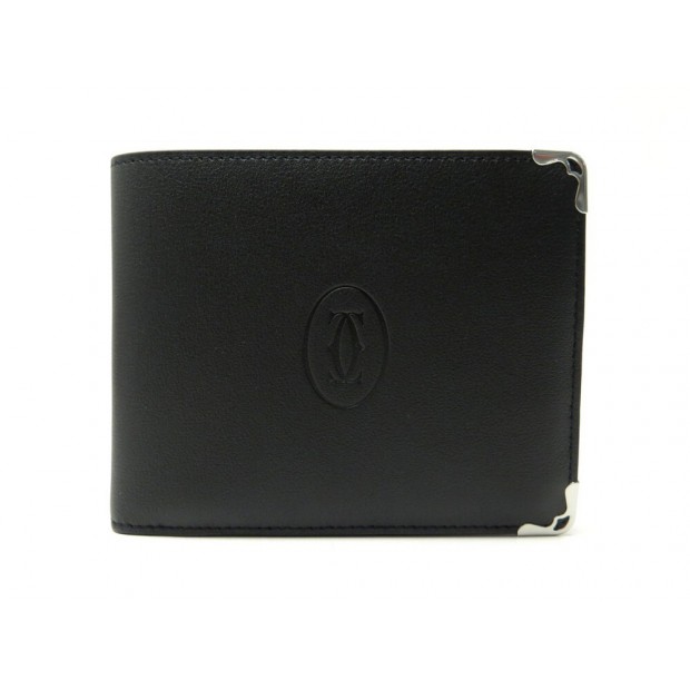 NEUF PORTEFEUILLE MUST DE CARTIER L3001548 PORTE CARTES EN CUIR NOIR WALLET 470€