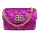 SAC A MAIN BALENCIAGA BB CHAIN 561507 BANDOULIERE VELOURS FUSHIA HAND BAG 990€