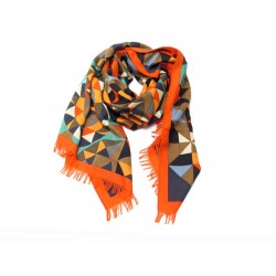 CHALE HERMES EN CACHEMIRE ET SOIE ORANGE ET MARRON ECHARPE BROWN SHAWL 890€