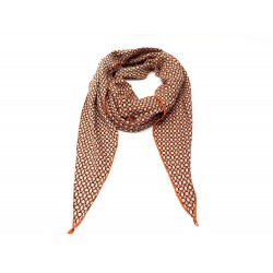 FOULARD HERMES GRAND LOSANGE EN CACHEMIRE ORANGE CHALE CASHMERE SCARF 615€