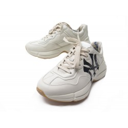 NEUF CHAUSSURES GUCCI 54863 BASKETS RYTHON NY YANKEES 4.5 38.5 SNEAKERS 830€