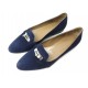 CHAUSSURES HERMES PEGASE 172091Z BOUCLES KELLY 38 EN DAIM BLEU FLAT SHOES 1040€