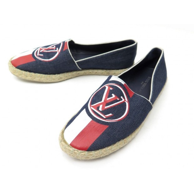 CHAUSSURES LOUIS VUITTON ESPADRILLES POSTCARD 36.5 EN TOILE BLEUE SHOES 420€