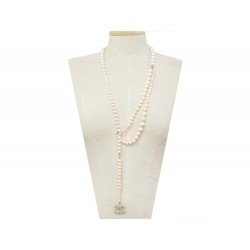 NEUF COLLIER CHANEL PERLES ET LOGO CC ORANGE CEINTURE NEW PEARL NECKLACE 1200€