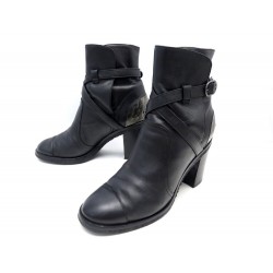 CHAUSSURES CHANEL BOTTINES A BOUCLE G28593 EN CUIR NOIR 39 LEATHER SHOES 1250€