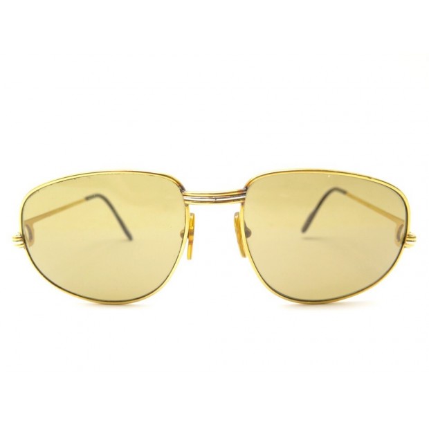 LUNETTES DE SOLEIL CARTIER ROMANCE 3 ORS TRINITY METAL DORE GOLDEN SUNGLASSES