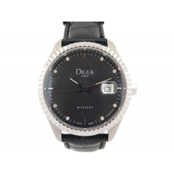 NEUF MONTRE DJULA MYSTERY 36MM QUARTZ ACIER PALLADIE DIAMANTS NEW WATCH 420€