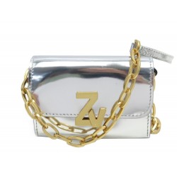 NEUF SAC PORTEFEUILLE ZADIG & VOLTAIRE ZV INITIALE TINY UNCHAINED ARGENTE 245€