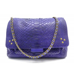 NEUF SAC A MAIN JEROME DREYFUSS LULU M CUIR PYTHON VIOLET BANDOULIERE BAG 1240€