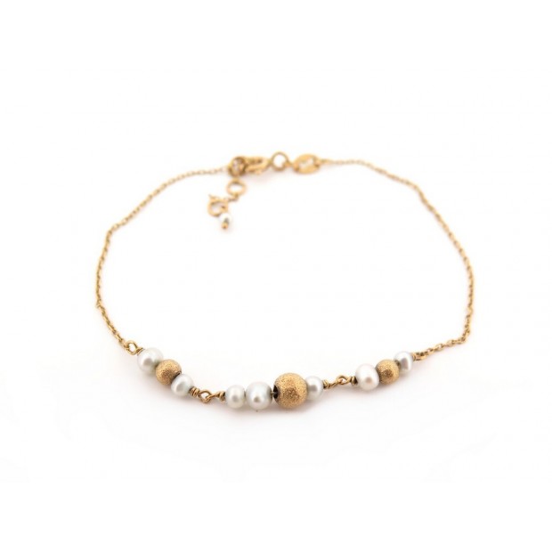 BRACELET PERLE DE LUNE 15 A 18 CM EN OR JAUNE 18K ET PERLES GOLD & PEARLS 365€