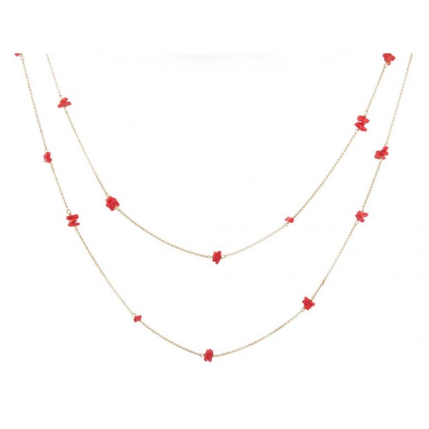 SAUTOIR PERLE DE LUNE 100 CM EN OR JAUNE 18K & BAMBOU DE MER GOLD NECKLACE 950€