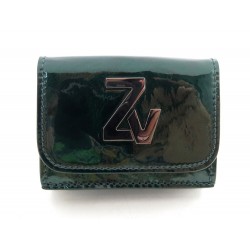 NEUF PORTEFEUILLE ZADIG & VOLTAIRE ZV INITIALE TRIFOLD CHANCE CUIR VERNIS 195€