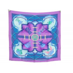 NEUF FOULARD HERMES GRANDE TENUE ORIGNY CARRE 90 SOIE VIOLET NEW SILK SCARF 495€