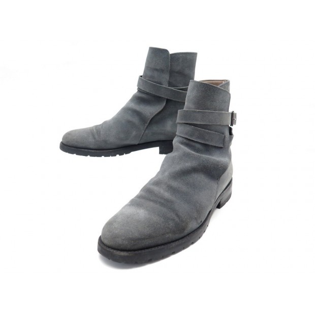 CHAUSSURES MANOLO BLAHNIK BOTTINES JODHOUR 8.5 42.5 DAIM GRIS SUEDE BOOTS 825€