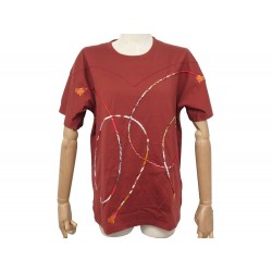 NEUF TSHIRT HERMES TUNIQUE BRODEE TWILLY M 38 EN COTON & SOIE ROUGE TOMETTE 720€
